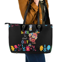 Born to Stand Out Autism Awareness Leather Tote Bag Brain Mind and Yippee!