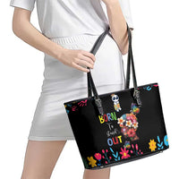 Born to Stand Out Autism Awareness Leather Tote Bag Brain Mind and Yippee!