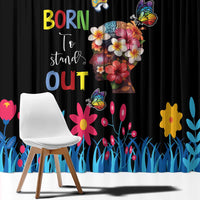 Born to Stand Out Autism Awareness Window Curtain Brain Mind and Yippee!