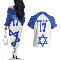 Custom Israel Football Go Champions Couples Matching Off The Shoulder Long Sleeve Dress and Hawaiian Shirt Sporty Style