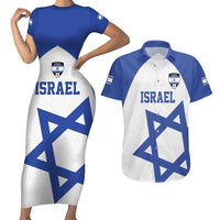 Custom Israel Football Go Champions Couples Matching Short Sleeve Bodycon Dress and Hawaiian Shirt Sporty Style