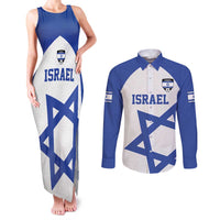 Custom Israel Football Go Champions Couples Matching Tank Maxi Dress and Long Sleeve Button Shirt Sporty Style