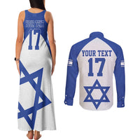 Custom Israel Football Go Champions Couples Matching Tank Maxi Dress and Long Sleeve Button Shirt Sporty Style