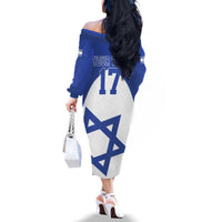 Custom Israel Football Go Champions Family Matching Off The Shoulder Long Sleeve Dress and Hawaiian Shirt Sporty Style