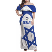 Custom Israel Football Go Champions Family Matching Off Shoulder Maxi Dress and Hawaiian Shirt Sporty Style
