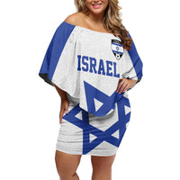 Custom Israel Football Go Champions Family Matching Off Shoulder Short Dress and Hawaiian Shirt Sporty Style