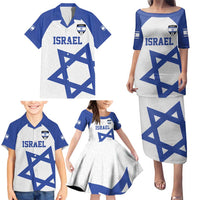 Custom Israel Football Go Champions Family Matching Puletasi and Hawaiian Shirt Sporty Style