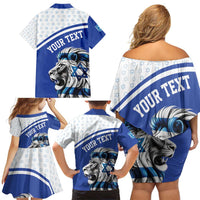 Personalized Israel Lion of Judah Family Matching Off Shoulder Short Dress and Hawaiian Shirt Flag and Coat of arms