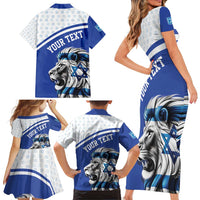 Personalized Israel Lion of Judah Family Matching Short Sleeve Bodycon Dress and Hawaiian Shirt Flag and Coat of arms