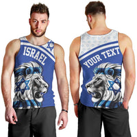 Personalized Israel Lion of Judah Men Tank Top Flag and Coat of arms