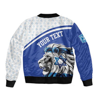 Personalized Israel Lion of Judah Sleeve Zip Bomber Jacket Flag and Coat of arms