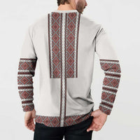 Ukraine Vyshyvanka Day Button Sweatshirt Ukrainian Folk Seamless