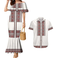 Ukraine Vyshyvanka Day Couples Matching Mermaid Dress and Hawaiian Shirt Ukrainian Folk Seamless