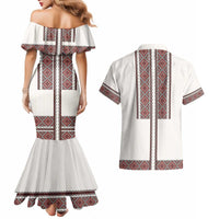 Ukraine Vyshyvanka Day Couples Matching Mermaid Dress and Hawaiian Shirt Ukrainian Folk Seamless