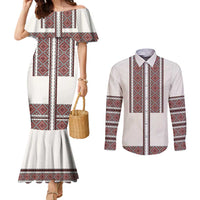 Ukraine Vyshyvanka Day Couples Matching Mermaid Dress and Long Sleeve Button Shirt Ukrainian Folk Seamless