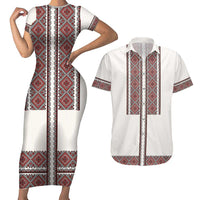 Ukraine Vyshyvanka Day Couples Matching Short Sleeve Bodycon Dress and Hawaiian Shirt Ukrainian Folk Seamless