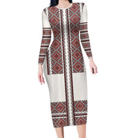 Ukraine Vyshyvanka Day Family Matching Long Sleeve Bodycon Dress and Hawaiian Shirt Ukrainian Folk Seamless