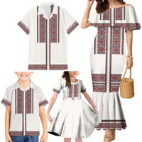 Ukraine Vyshyvanka Day Family Matching Mermaid Dress and Hawaiian Shirt Ukrainian Folk Seamless