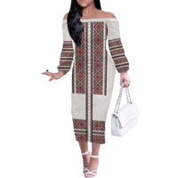 Ukraine Vyshyvanka Day Family Matching Off The Shoulder Long Sleeve Dress and Hawaiian Shirt Ukrainian Folk Seamless