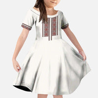 Ukraine Vyshyvanka Day Kid Short Sleeve Dress Ukrainian Folk Seamless