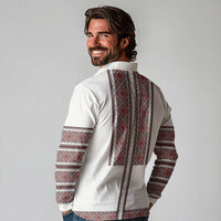 Ukraine Vyshyvanka Day Long Sleeve Polo Shirt Ukrainian Folk Seamless