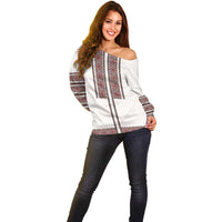 Ukraine Vyshyvanka Day Off Shoulder Sweater Ukrainian Folk Seamless