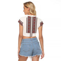 Ukraine Vyshyvanka Day Raglan Cropped T Shirt Ukrainian Folk Seamless