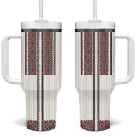 Ukraine Vyshyvanka Day Tumbler With Handle Ukrainian Folk Seamless