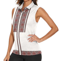 Ukraine Vyshyvanka Day Women Sleeveless Polo Shirt Ukrainian Folk Seamless