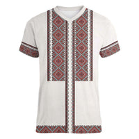 Ukraine Vyshyvanka Day Women V-Neck T-Shirt Ukrainian Folk Seamless