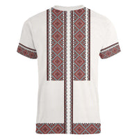 Ukraine Vyshyvanka Day Women V-Neck T-Shirt Ukrainian Folk Seamless