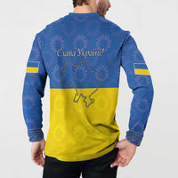 Ukraine National Flag Day Button Sweatshirt 23 August with Sunflower