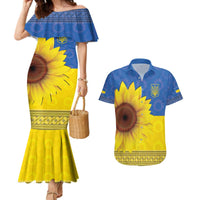 Ukraine National Flag Day Couples Matching Mermaid Dress and Hawaiian Shirt 23 August with Sunflower