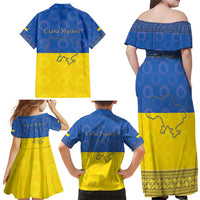 Ukraine National Flag Day Family Matching Off Shoulder Maxi Dress and Hawaiian Shirt 23 August with Sunflower