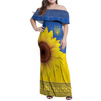 Ukraine National Flag Day Family Matching Off Shoulder Maxi Dress and Hawaiian Shirt 23 August with Sunflower