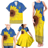 Ukraine National Flag Day Family Matching Tank Maxi Dress and Hawaiian Shirt 23 August with Sunflower