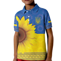 Ukraine National Flag Day Kid Polo Shirt 23 August with Sunflower