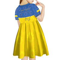 Ukraine National Flag Day Kid Short Sleeve Dress 23 August with Sunflower