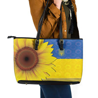 Ukraine National Flag Day Leather Tote Bag 23 August with Sunflower