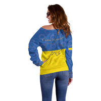 Ukraine National Flag Day Off Shoulder Sweater 23 August with Sunflower