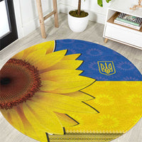 Ukraine National Flag Day Round Carpet 23 August with Sunflower
