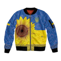Ukraine National Flag Day Sleeve Zip Bomber Jacket 23 August with Sunflower