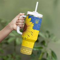 Ukraine National Flag Day Tumbler With Handle 23 August with Sunflower