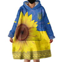 Ukraine National Flag Day Wearable Blanket Hoodie 23 August with Sunflower