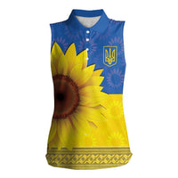 Ukraine National Flag Day Women Sleeveless Polo Shirt 23 August with Sunflower
