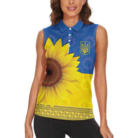 Ukraine National Flag Day Women Sleeveless Polo Shirt 23 August with Sunflower