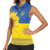 Ukraine National Flag Day Women Sleeveless Polo Shirt 23 August with Sunflower
