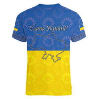 Ukraine National Flag Day Women V-Neck T-Shirt 23 August with Sunflower