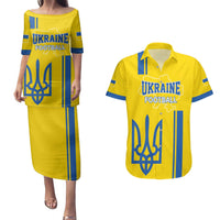 Custom Ukraine Football Couples Matching Puletasi and Hawaiian Shirt Yellow Style