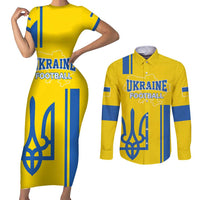 Custom Ukraine Football Couples Matching Short Sleeve Bodycon Dress and Long Sleeve Button Shirt Yellow Style